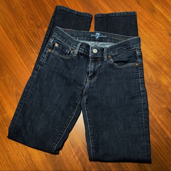 7 For All Mankind Dark Wash Straight Leg Jeans - Picture 3 of 9